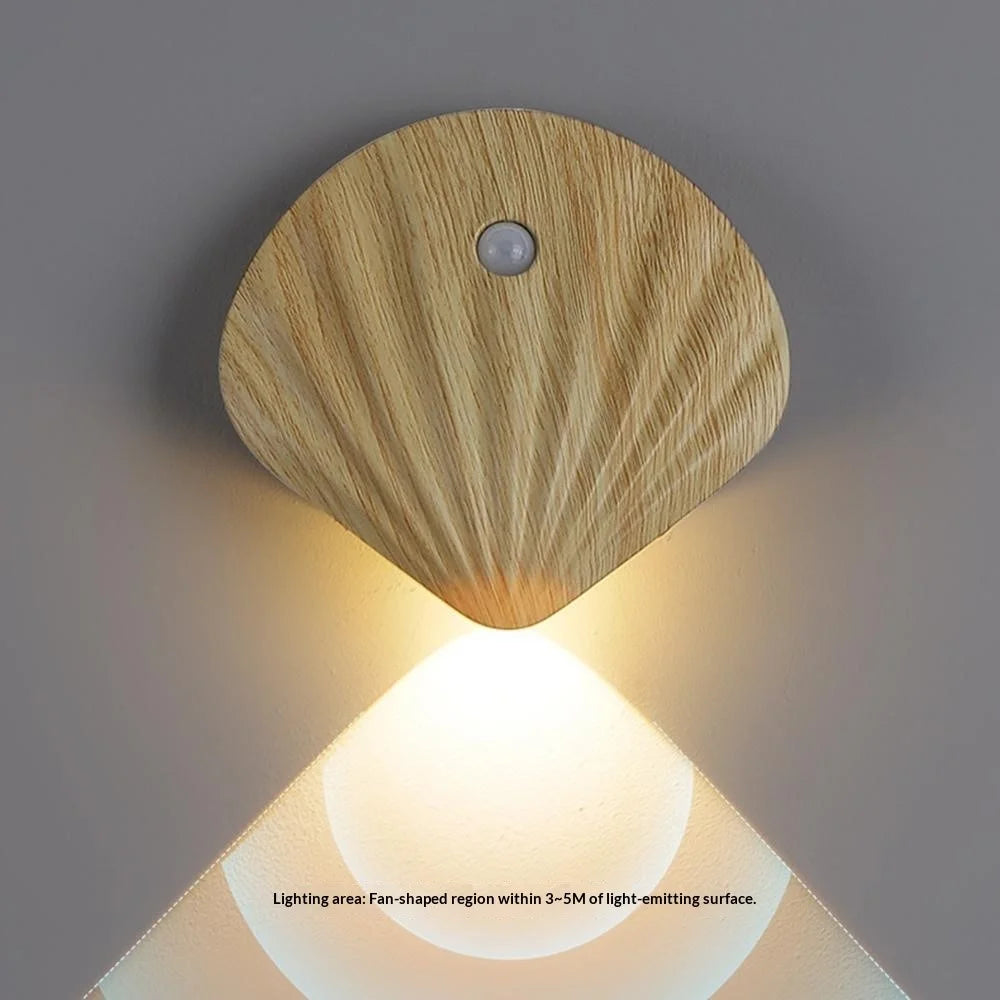 Smart LED Motion Sensor Night Light Rechargeable Magnetic Wireless Cabinet Closet Door Lamp - Warm Light / Natural Wood Grain - 2
