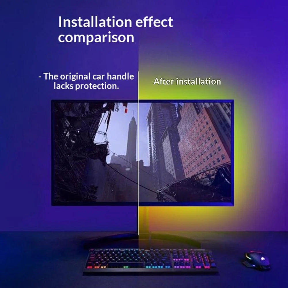 KBB-54 Single Wired Control 24 inch LED Gaming RGB Ambient Light Strip Silicone Flexible Stick-on Light for Computer - 4