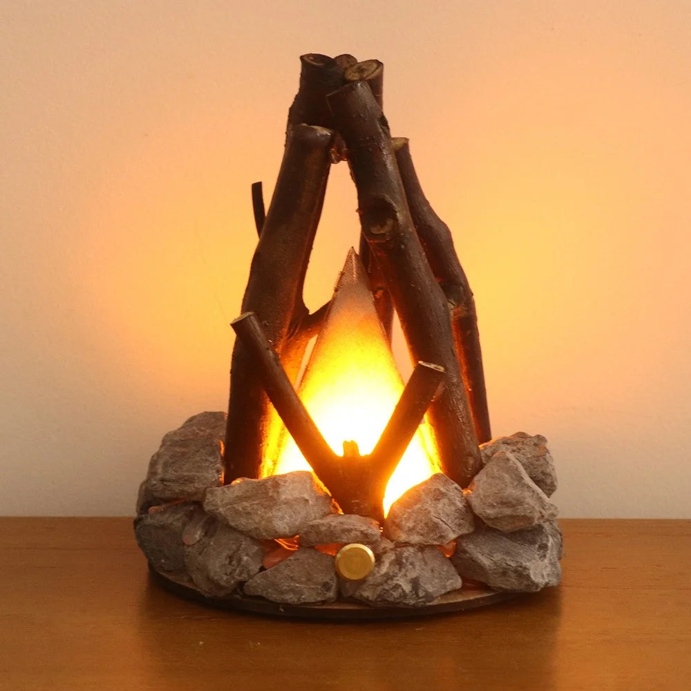 Triangle LED Campfire Night Light Creative Table Lamp Stone Tree Branch Shaped Desk Light for Bedroom / Living Room - 1
