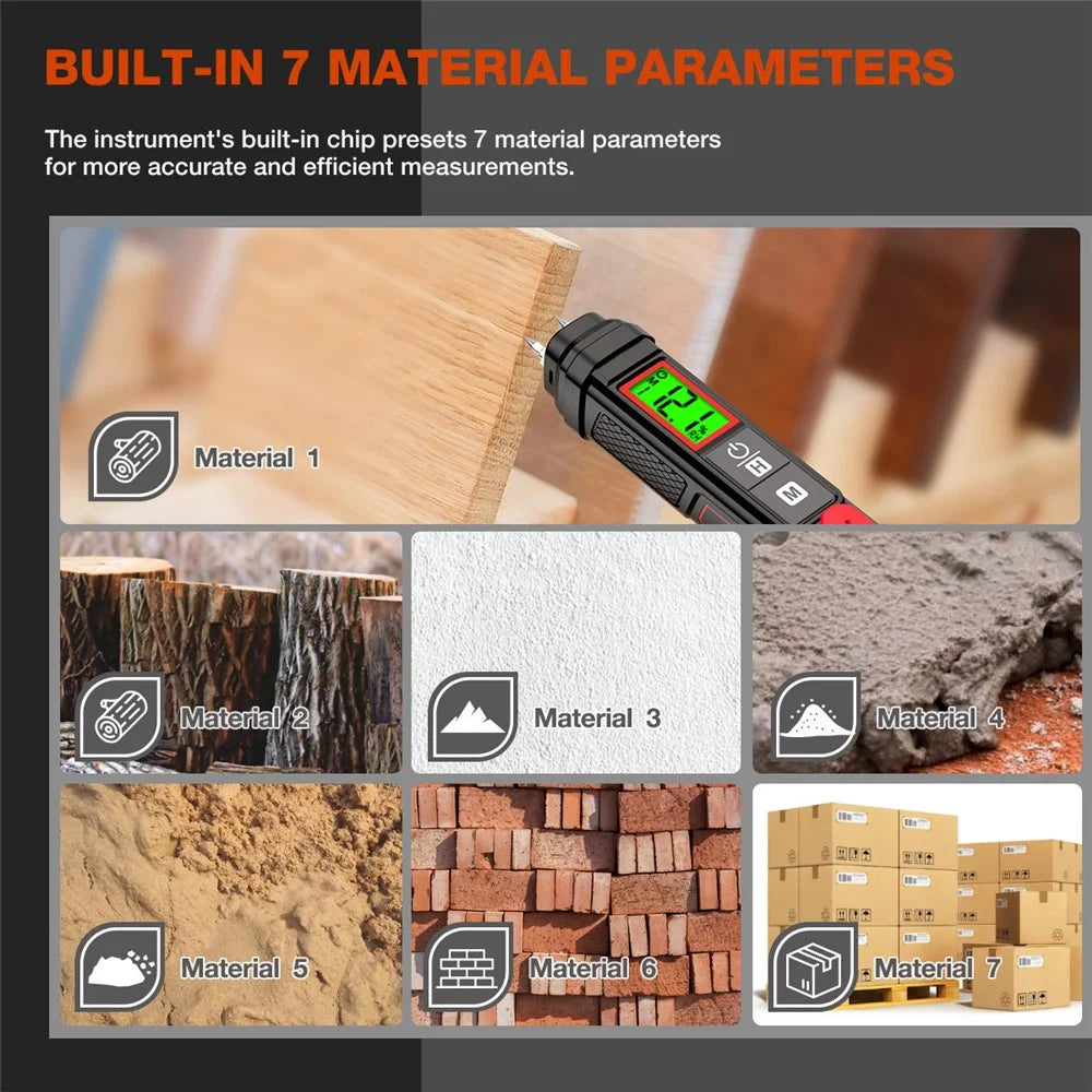HABOTEST HT67 Wood Moisture Meter Digital Humidity Detector for Wood Wall Cement Materials - 7