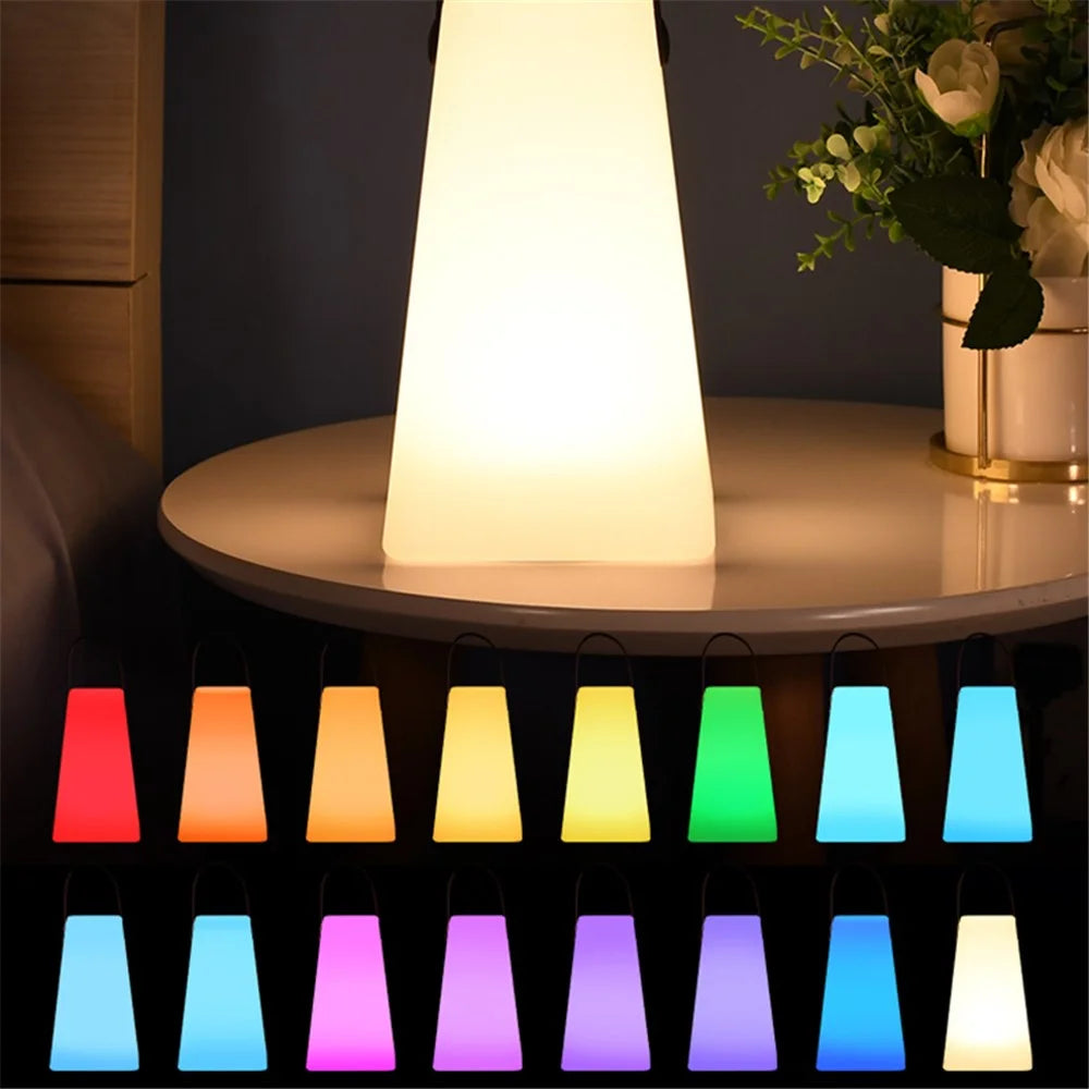 Trapezoid Portable Lantern Lamp 16 Colors Brightness Adjustable USB Rechargeable LED Light with Remote Controller - 3