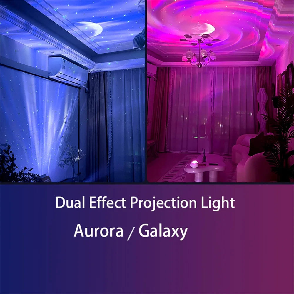 K-1106 Flying Saucer Laser Projection Lamp Aurora Galaxy Dual Effect Projector Light Battery Powered Indoor Ambient Light - 4