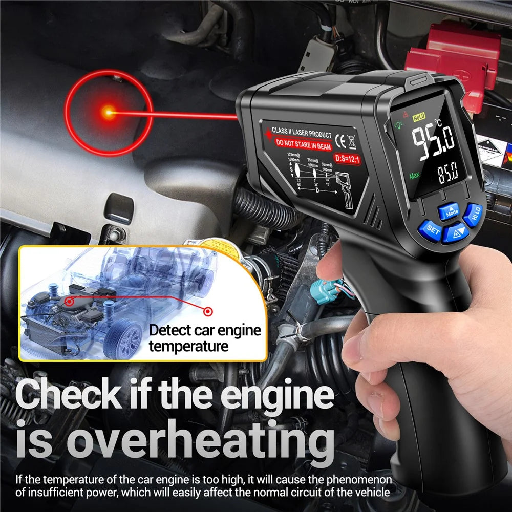 ANENG TH06 Digital Infrared Thermometer Temperature Gun -20 - 750 Degrees Celsius Handheld Non Contact Reverse Screen Industrial Tool - Black - 6