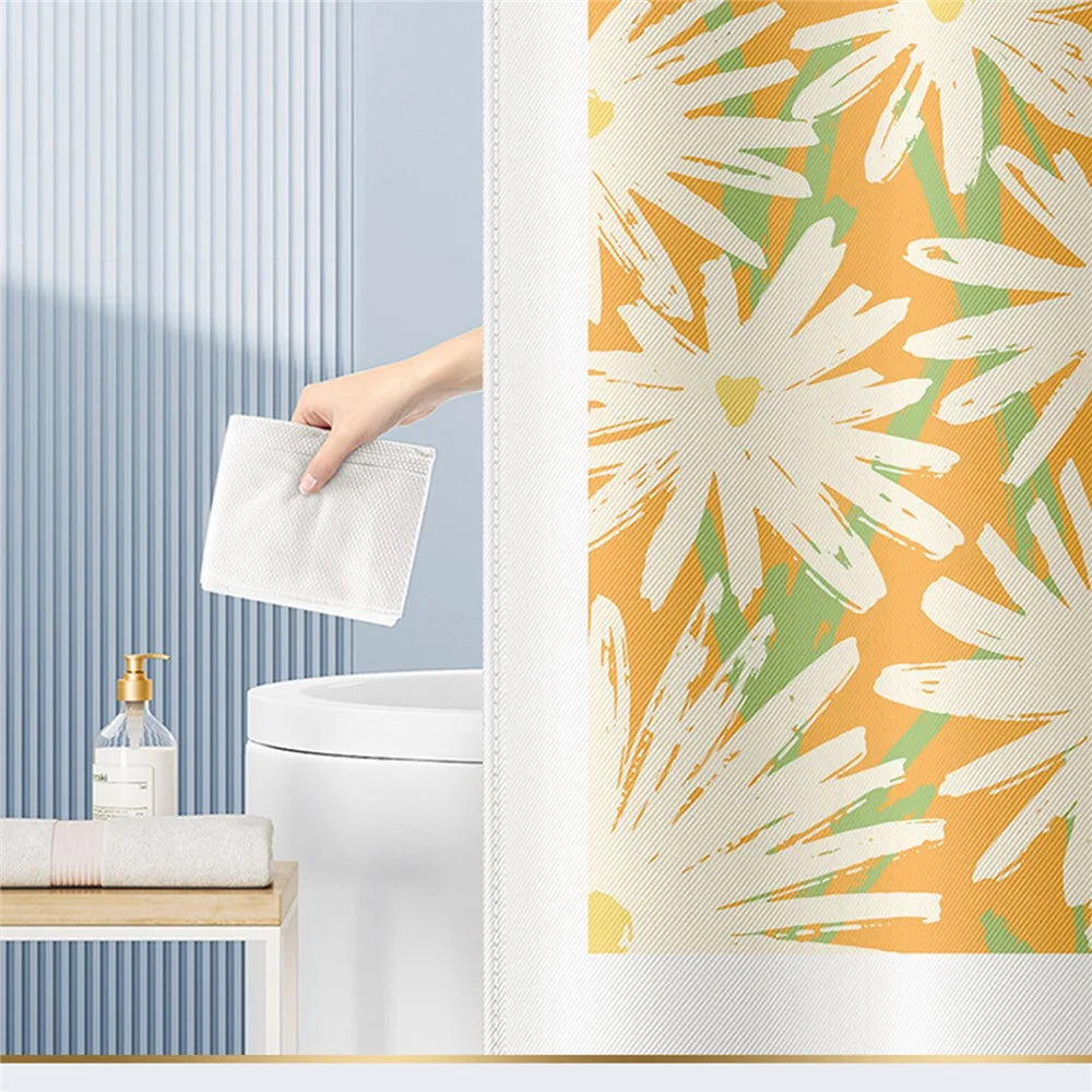 120x180cm Shower Curtain Plant Pattern Mildew-proof Polyester Fabric Curtain - BO007 - 2