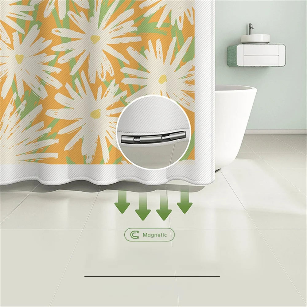 120x180cm Shower Curtain Plant Pattern Mildew-proof Polyester Fabric Curtain - BO007 - 4