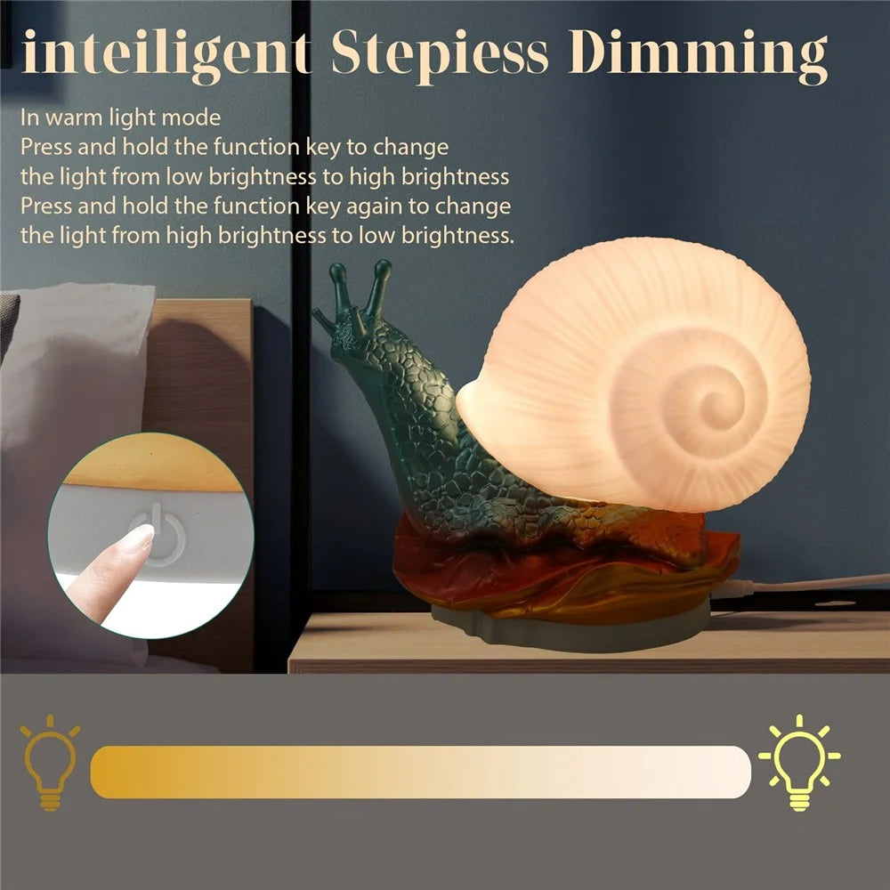 WN1089 RGB Color Changing Snail Night Light Dimmable Breastfeeding Bedside Lamp - 3
