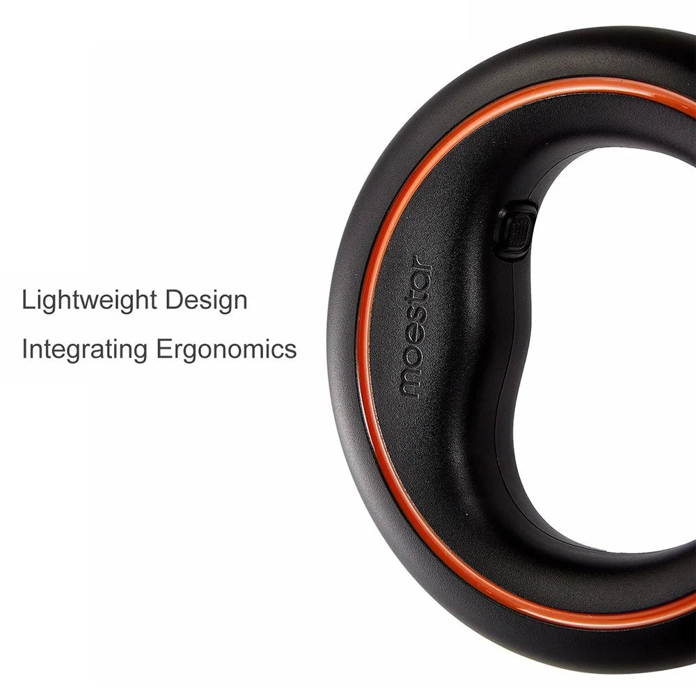 MOESTAR 3m UFO Retractable Dog Leash with Ring Shape Handle (2nd Gen Air 2023), No Light - Black+Orange - 2