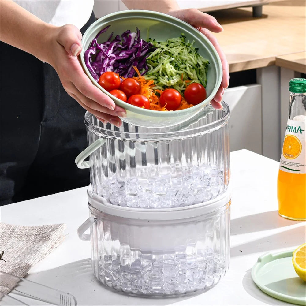 Ice Chilled Serving Tray Kitchen Refrigerated Veggie Tray Iced Salad Bowl (BPA Free, No FDA) - White - 6