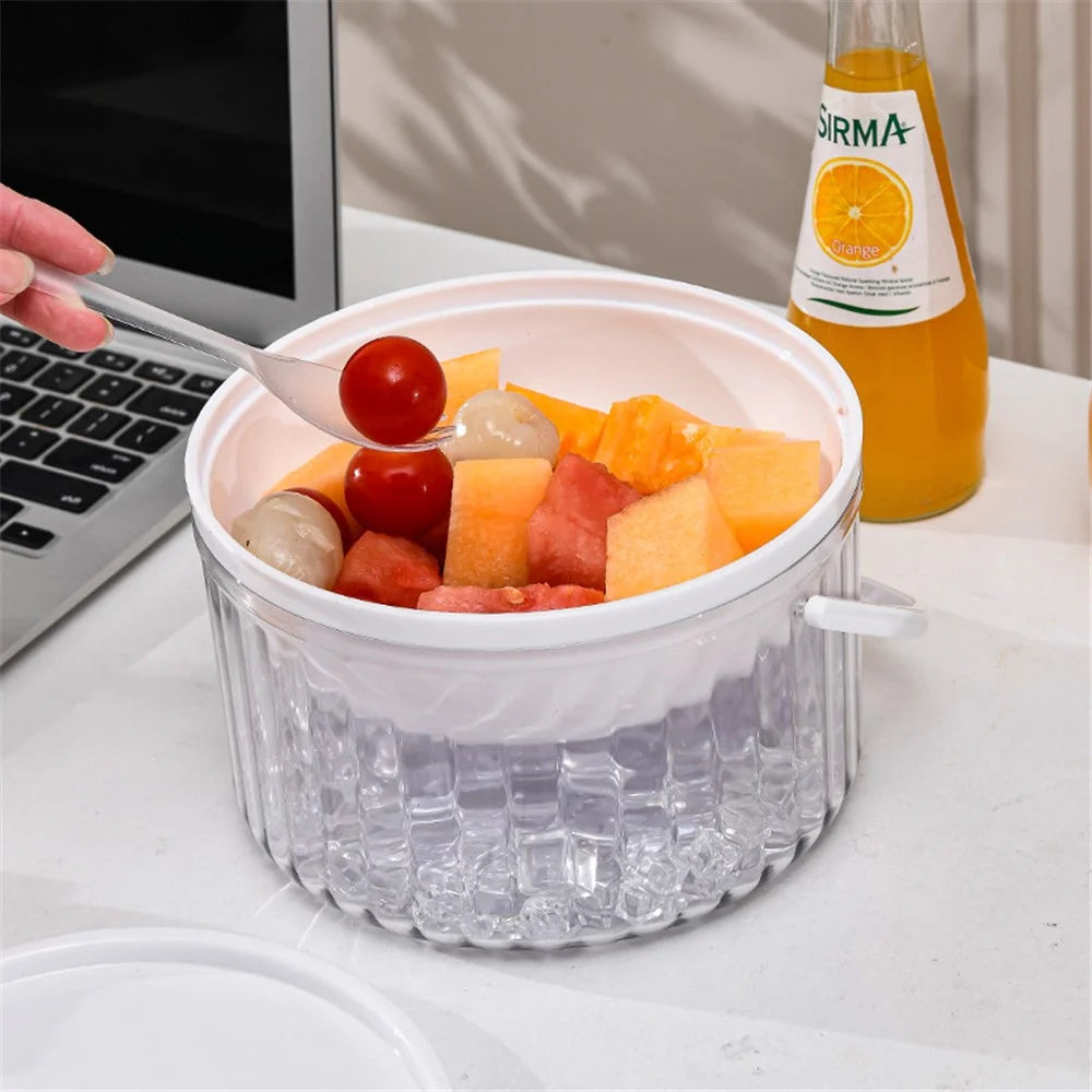 Ice Chilled Serving Tray Kitchen Refrigerated Veggie Tray Iced Salad Bowl (BPA Free, No FDA) - White - 7