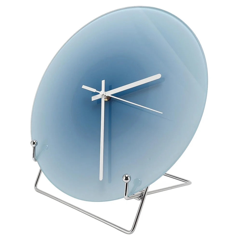 12 inch Sunset Wall Clock with Bracket Silent Non-Ticking Gradient Glass Clocks for Home (No Battery) - Blue / No Dial Scale - 1