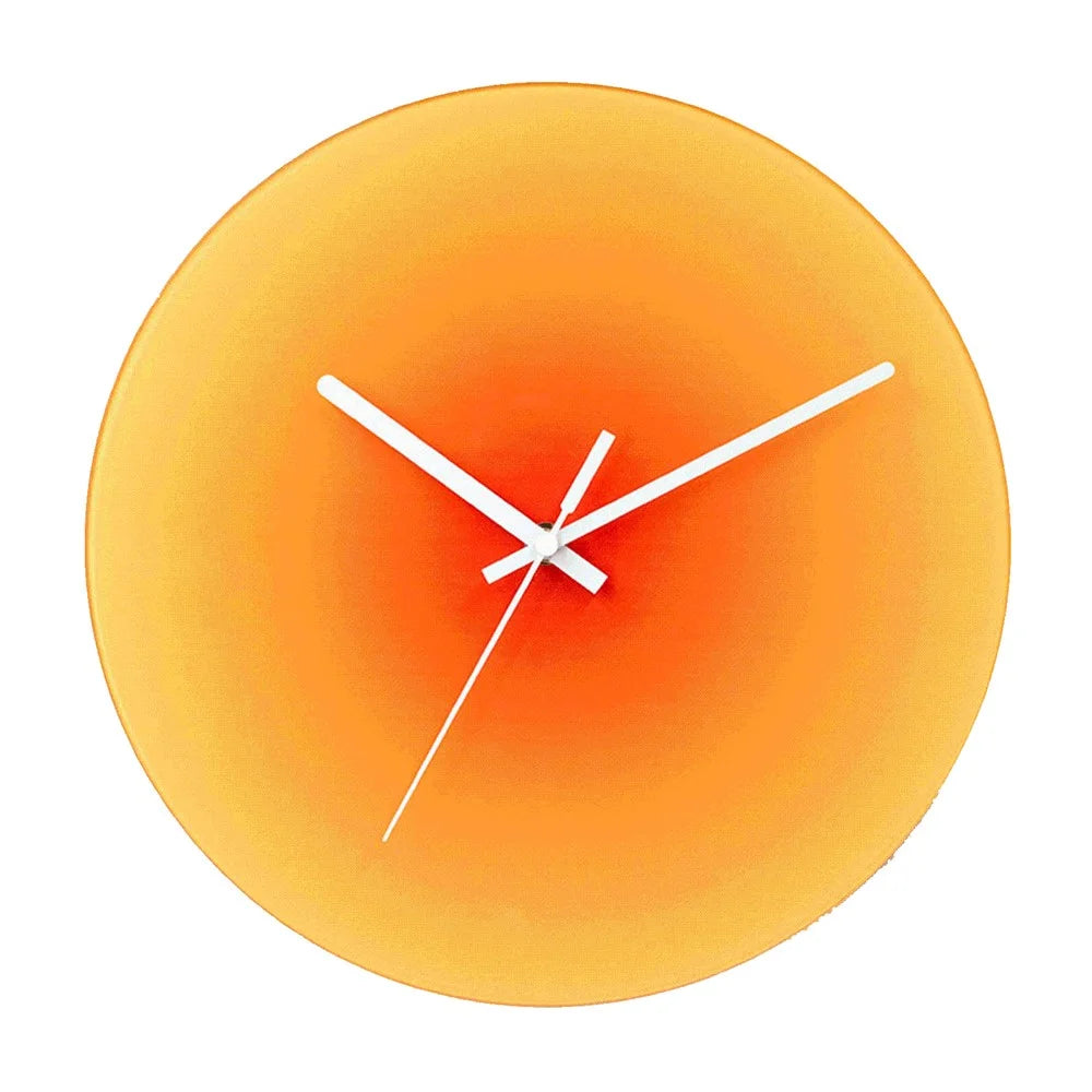 12 inch Sunset Wall Clock Silent Non-Ticking Gradient Glass Clocks for Home (No Battery) - Orange / No Dial Scale - 1