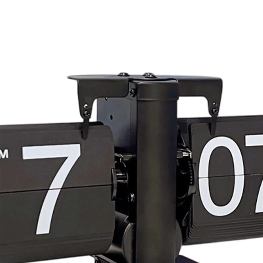 Vintage Auto Flip Clock with Drawer Mechanical Balance Flip Desk Clock for Living Room - Black - 5