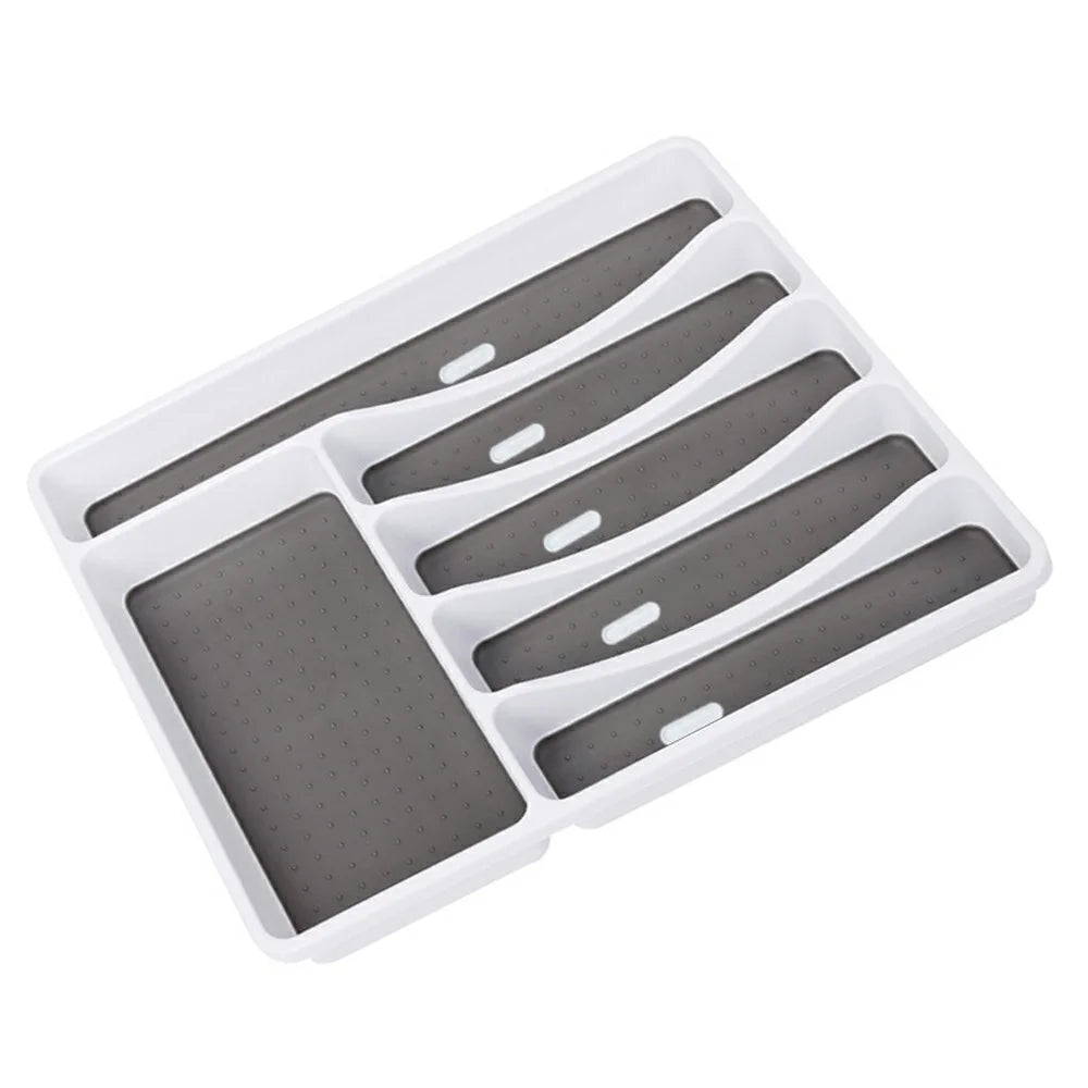Silverware Tray for Kitchen Drawer 6-Compartment Plastic Flatware Tableware Silverware Drawer Organizer - 5