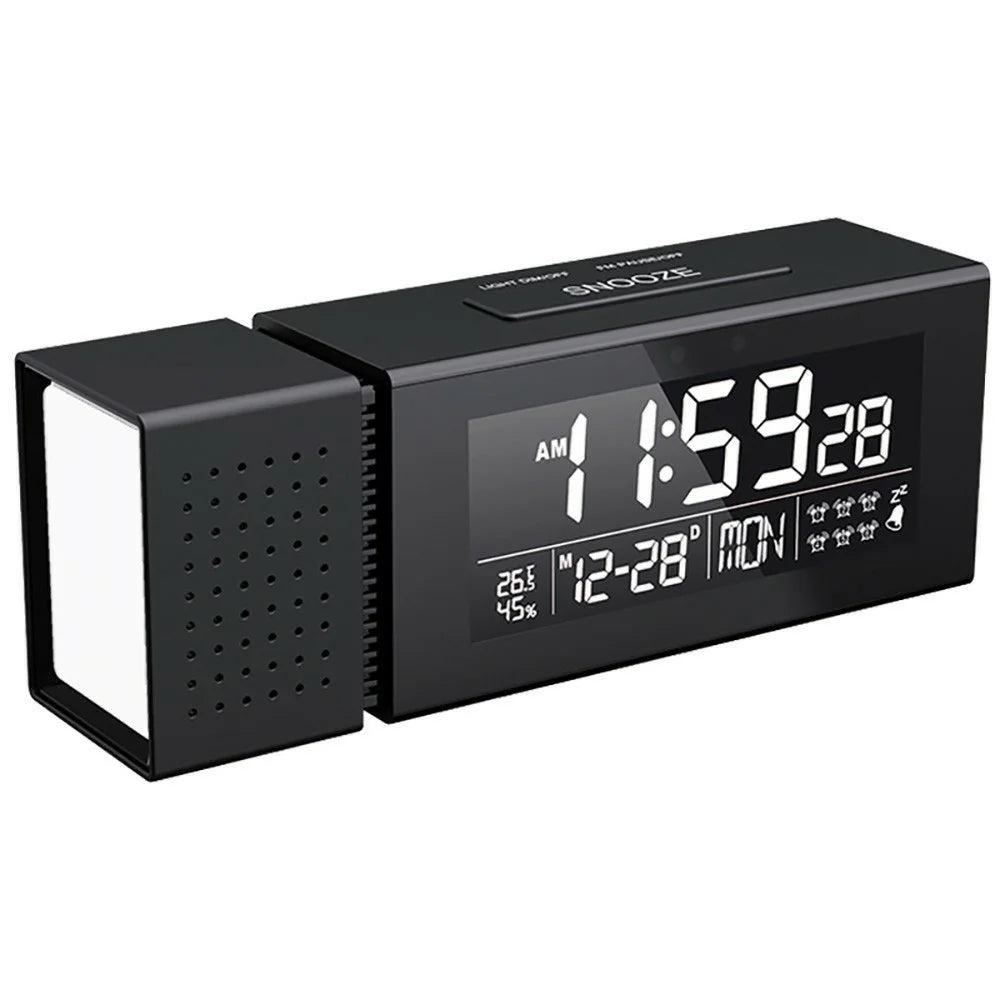 TS-P30 Creative Radio Alarm Clock with Color Alert Digital Display Sound Light IR Motion Sensor 7 Color Night Light - Black - 1
