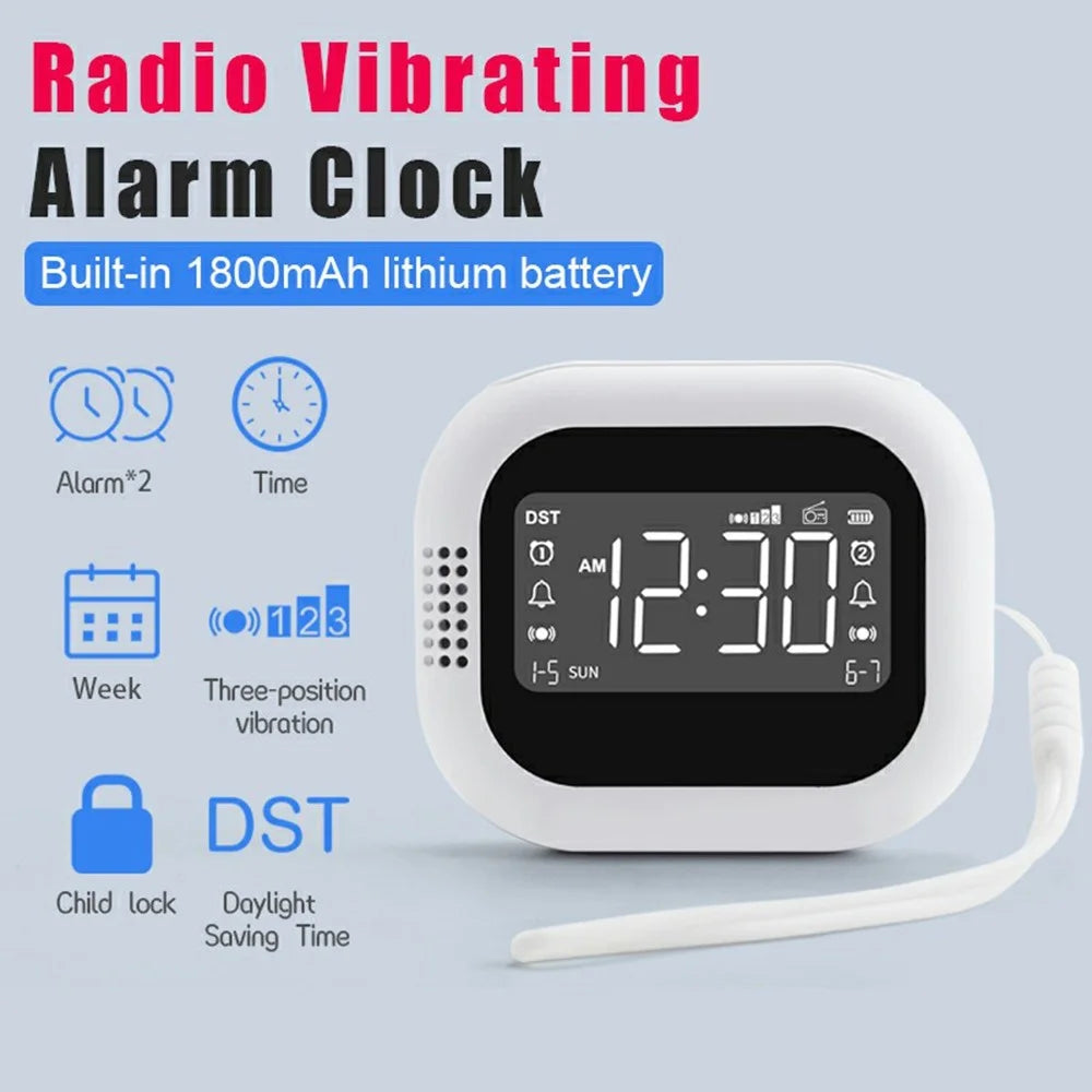 TS-BC700F Multifunction Vibrating Alarm Clock Portable FM Radio for Deaf Elderly Heavy Sleepers - 2