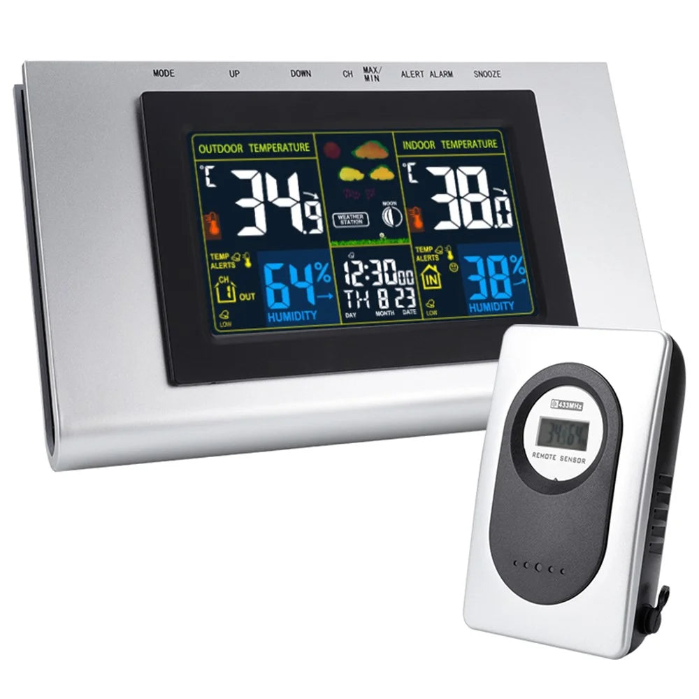 TS-H127G Multifunction Wireless Weather Station Color Display Alarm Clock Digital Thermometer Hygrometer - 1