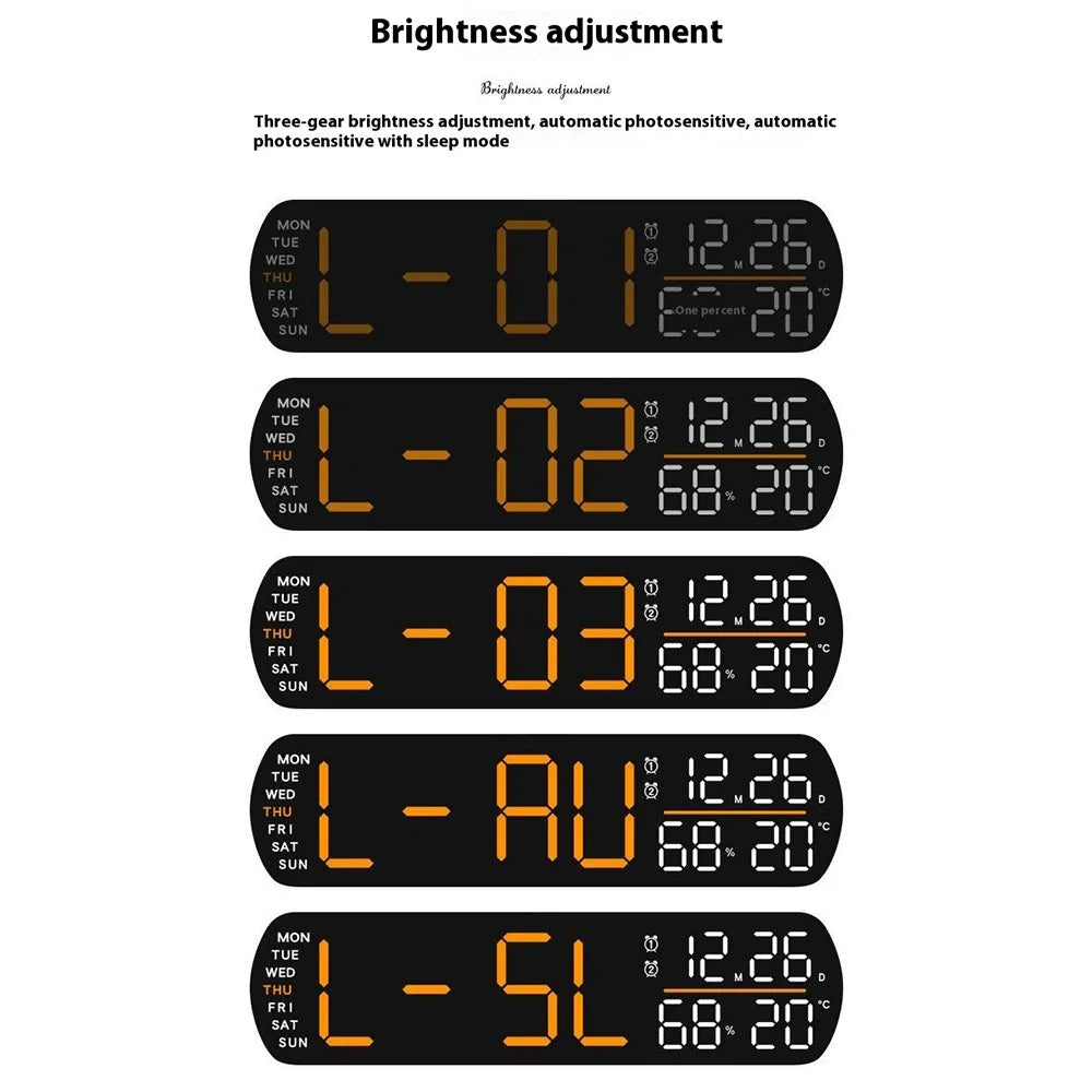 5512 LED Digital Alarm Clock Multi Function Time Temperature Date Display Electronic Clock - Black Shell / Blue Digital Display - 6