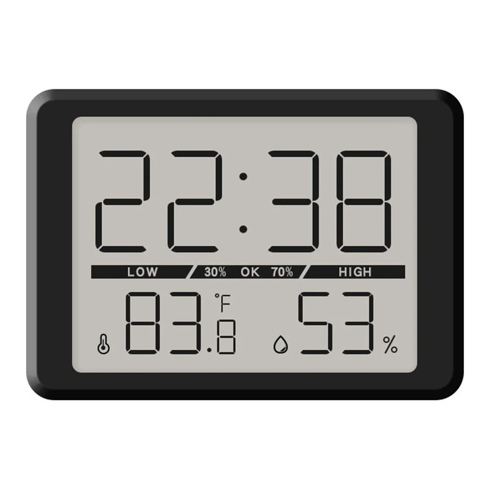 2308 Ultra Thin Magnetic LCD Digital Clock Bedside Temperature Humidity Display Alarm Clock - Black - 1