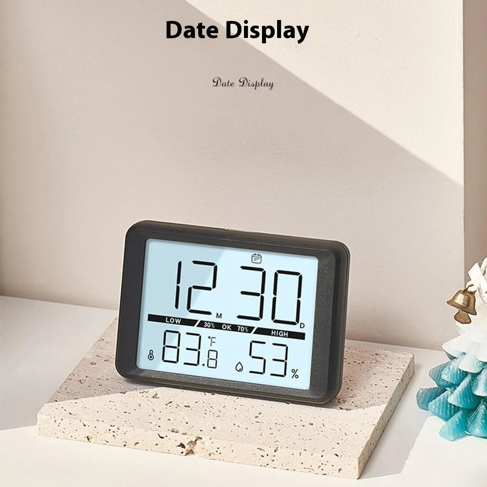 2308 Ultra Thin Magnetic LCD Digital Clock Bedside Temperature Humidity Display Alarm Clock - Black - 7