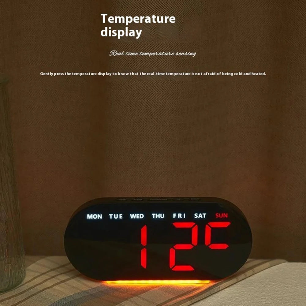 GH9003 Multifunctional LED Digital Clock Temperature Display Ambient Light Bedside Clock - White Shell / Blue Display - 4