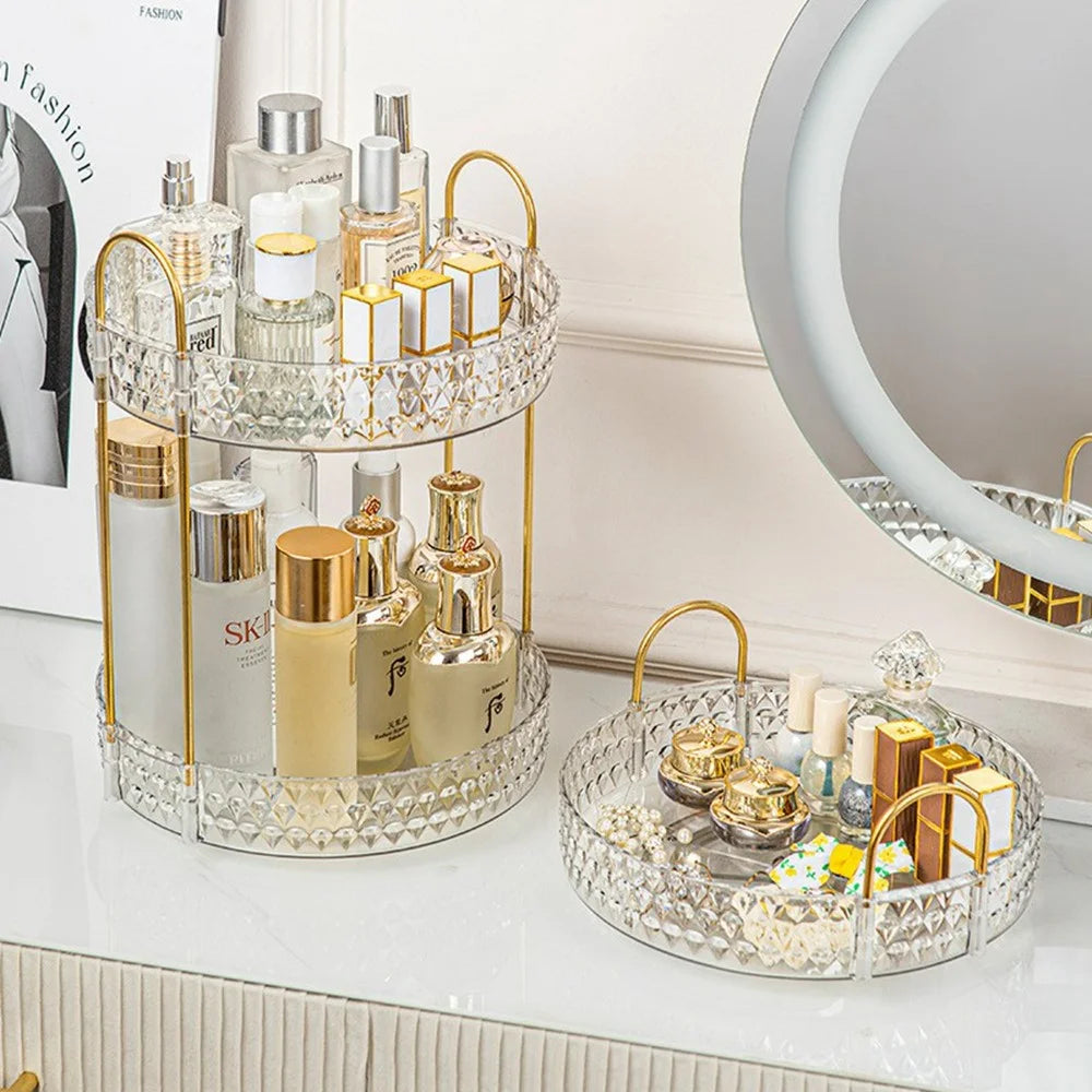 Rotating Luxury Cosmetic Organizer Single Tier Makeup Skincare Perfume Storage Rack - 4