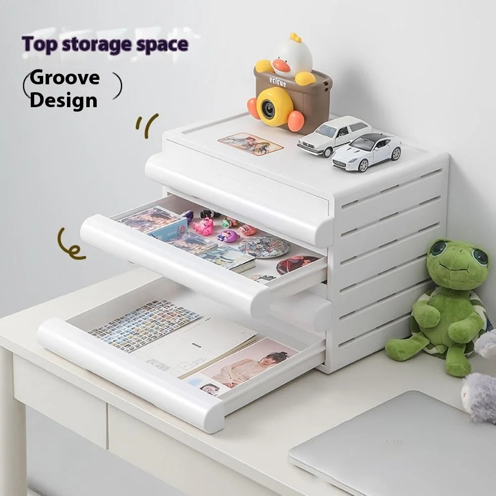 4 Drawer Storage Cabinet Office Home A4 File Documents Stationery HIPS + ABS Desktop Organizer - White - 3