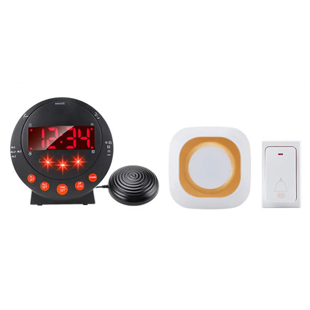 TS-BC620 LED Digital Vibrating Alarm Clock with Doorbell Reminder Deafness Hearing Impairment Alarm - Black - 1