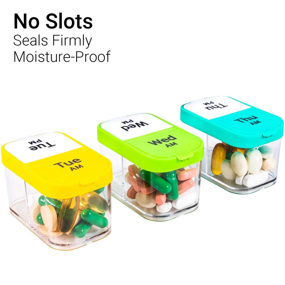 A-273 Portable Pill Organizer 7 Day 14 Compartments Large Capacity Medicine Box (BPA Free, FDA/FMC Certified) - Multicolor - 3