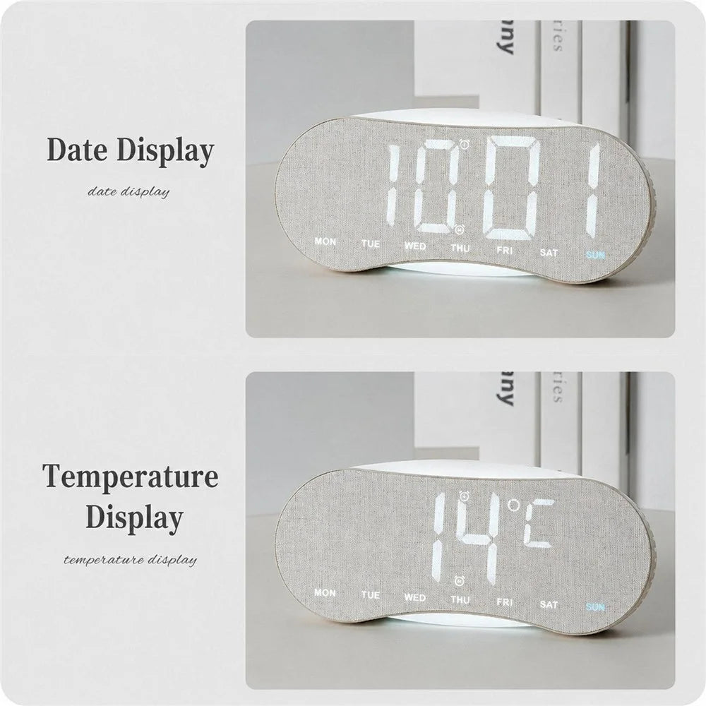 LED Digital Clock Curved Screen Time Date Large Display Adjustable Brightness Wall Desk Clock - GH9031 Black Shell / Blue Light - 3