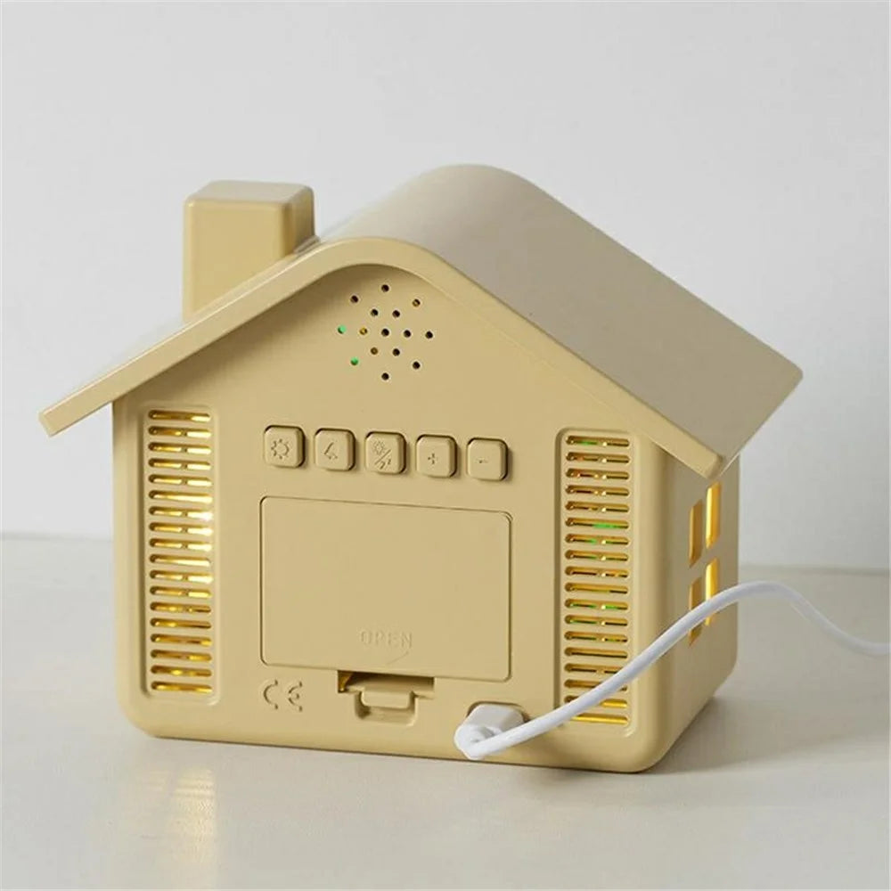 House Shaped Digital Alarm Clock LED Night Light Dual Alarm 4-Level Brightness Bedside Table Clock - GH8063 / Yellow - 4