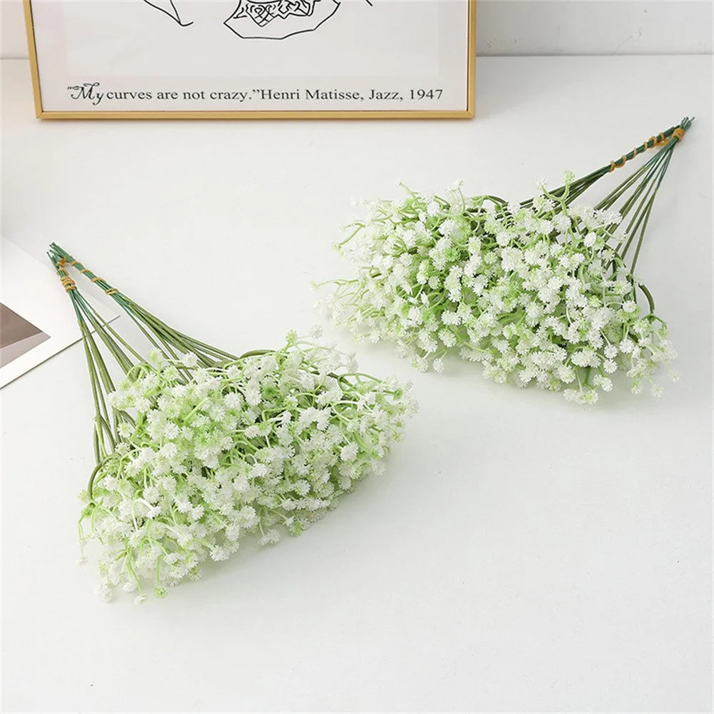 10Pcs Artificial Plastic Babys Breath Flower Stems Photography Props Arrangements Wedding Decor - 4