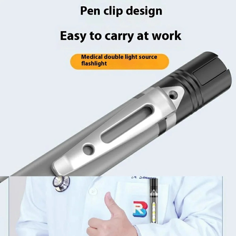 B35 Pen Light Portable Flashlight Dual with Color Light Source for Medical Examination / Outdoor Emergency - Grey - 7