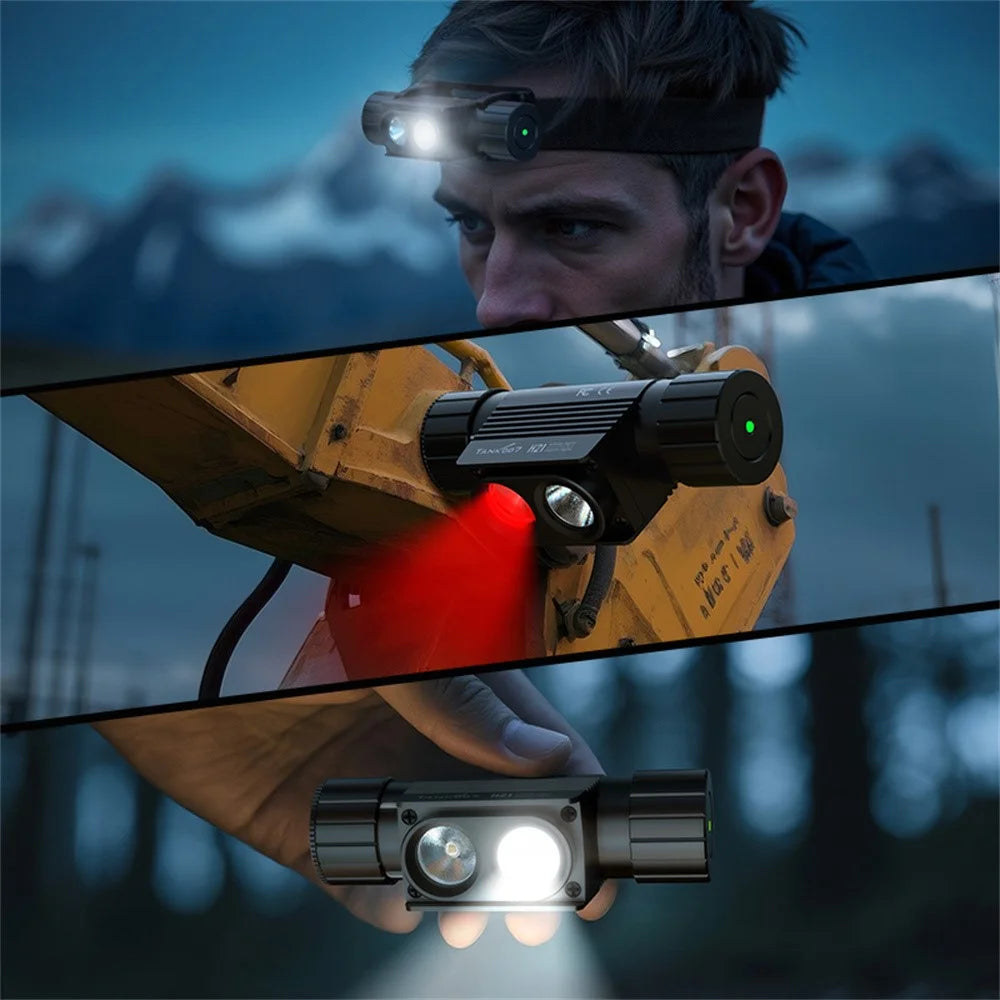 TANK007 H21 Spotlight / Floodlight Dual Light Source Headlamp 1000 Lumens Aluminum Alloy Head Torch - White+Red - 4
