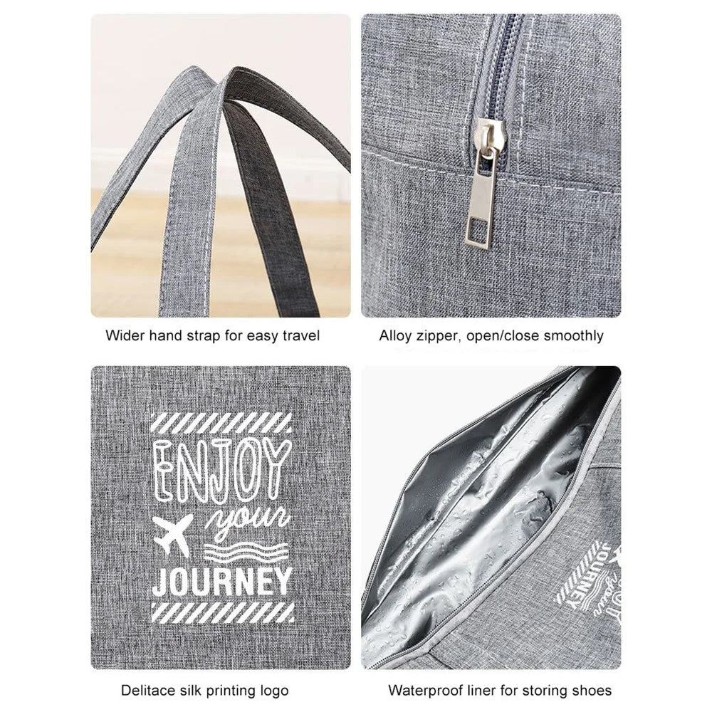 TB-0597 Large Size Portable Travel Handbag Clothes Shoes Cosmetics Storage Bag with PVC Waterproof Pouch - Grey - 7