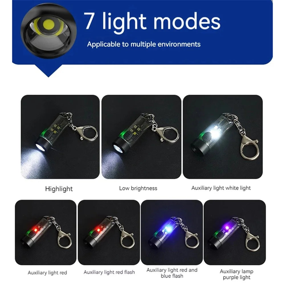 MNS2 Mini Flashlight Multi Light Modes Outdoor Camping Hiking Torch with Keychain - 6