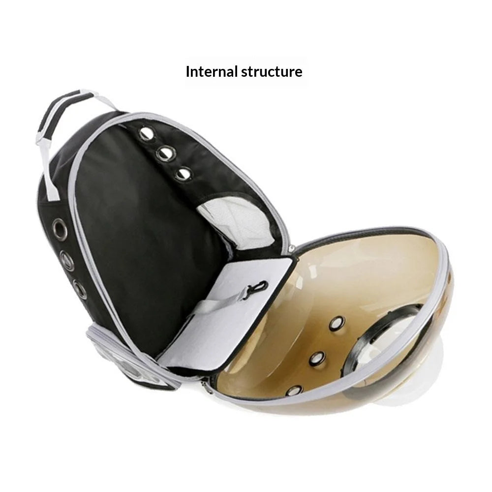 Oxford Cloth Transparent Cat Carrier Handheld Backpack Pet Bag with 9 Vent Holes and Ergonomic Shoulder Straps - Transparent Case / Black - 2