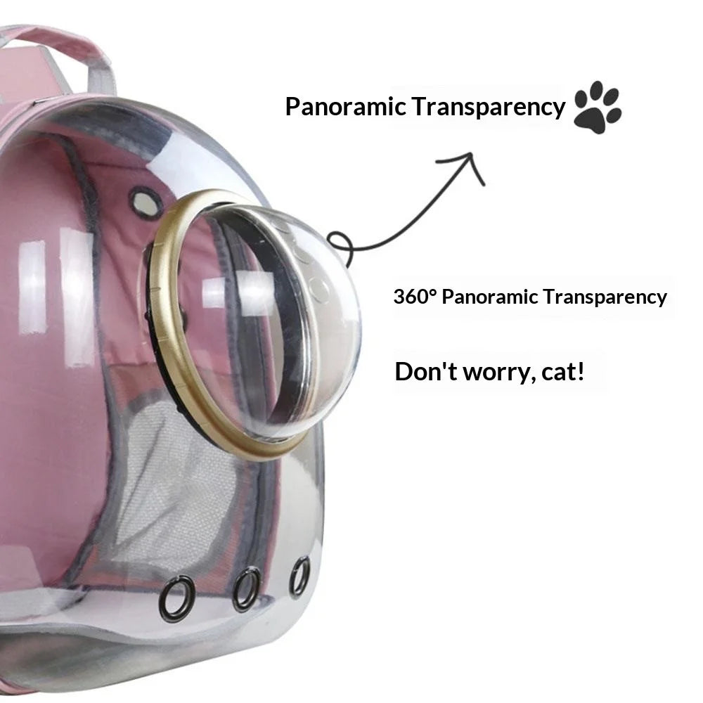 Oxford Cloth Transparent Cat Carrier Handheld Backpack Pet Bag with 9 Vent Holes and Ergonomic Shoulder Straps - Transparent Case / Black - 7