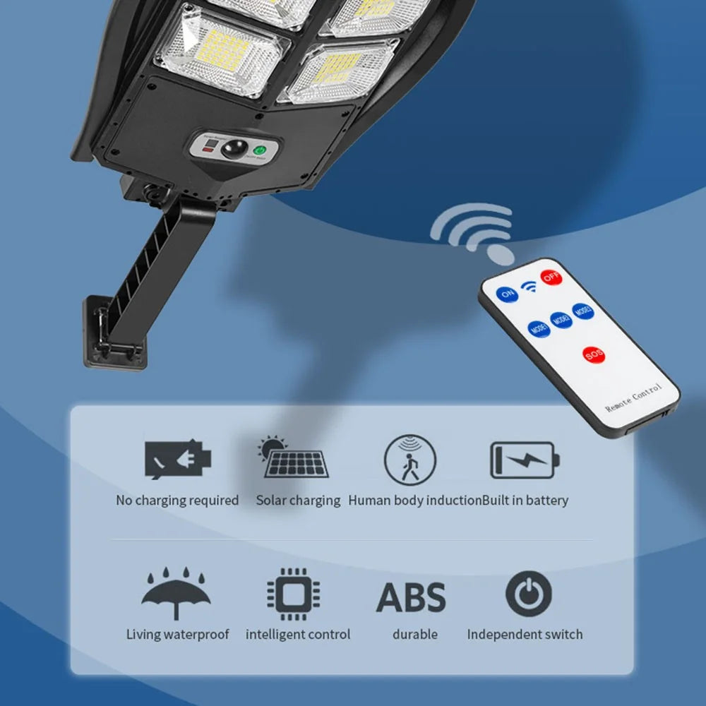 Solar Power Bright LED Wall Light Human Body Induction Outdoor Waterproof Garden Yard Street Lamp with Remote Control - Type B - 4