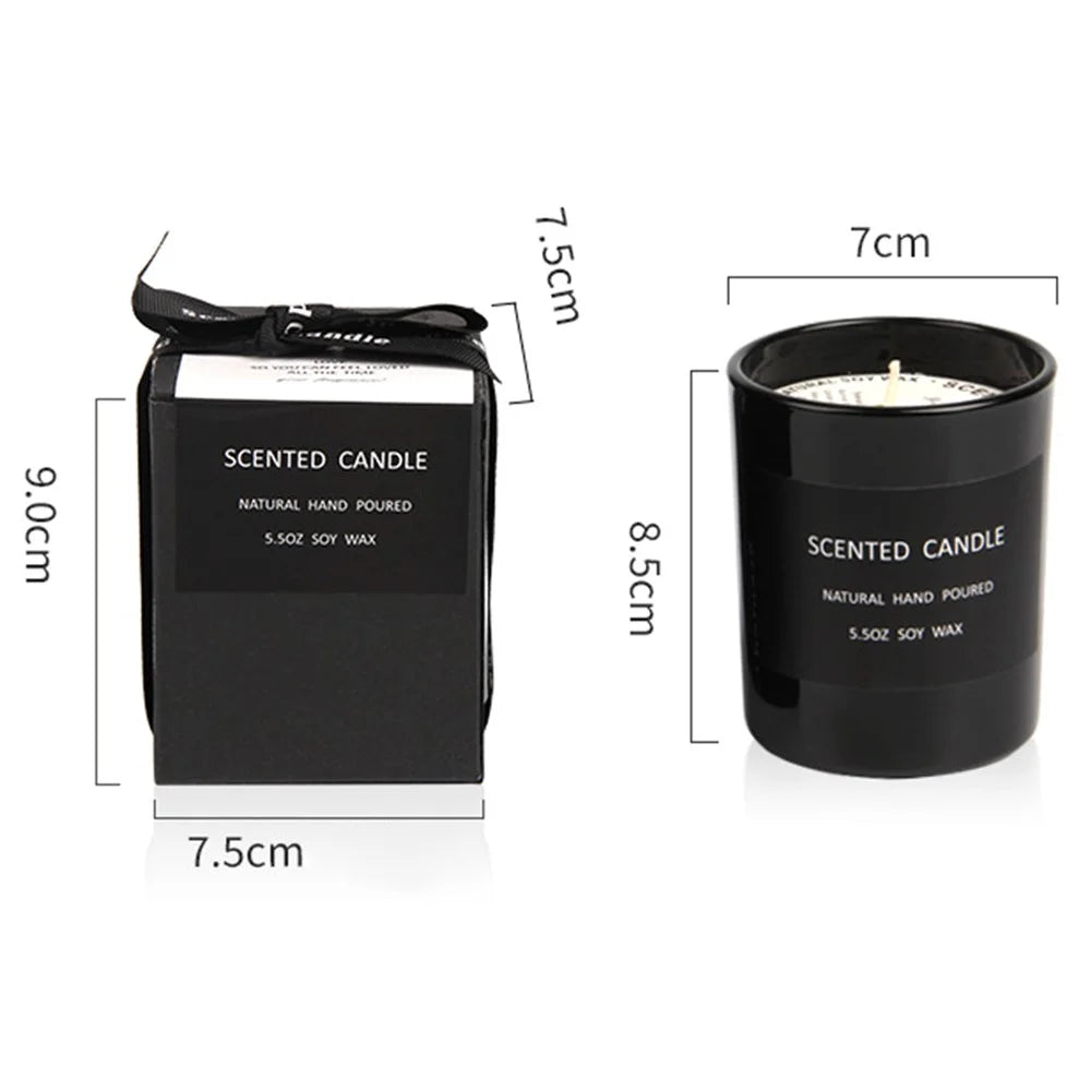 XY004 Black Glass Jar Scented Candle Long Lasting Fragrance Natural Soy Wax Aromatherapy - Wild Bluebell - 6