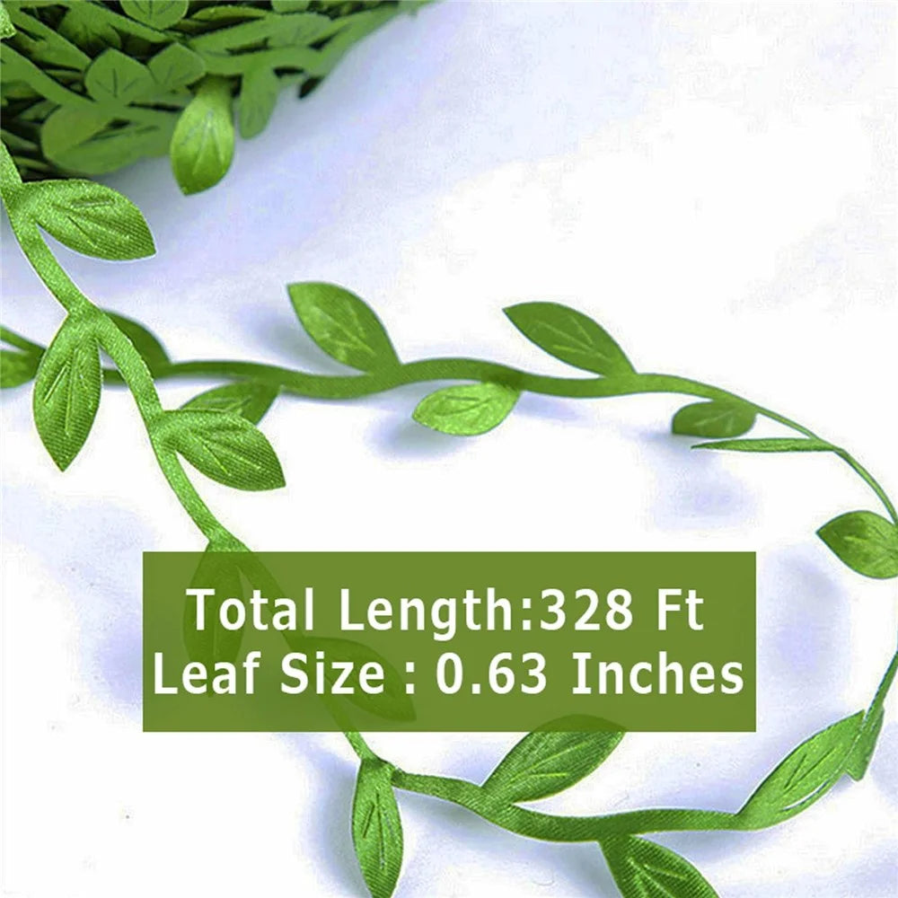 50m Simulation Green Willow Leaves Rattan DIY Accessories Decorative Flower Supplies - 6