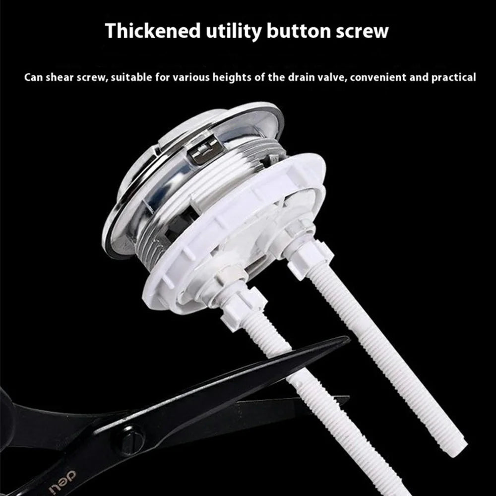 Toilet Tank Flush Button Dual Push Universal Seat Press Round Switch for Bathroom, Size M - White - 5