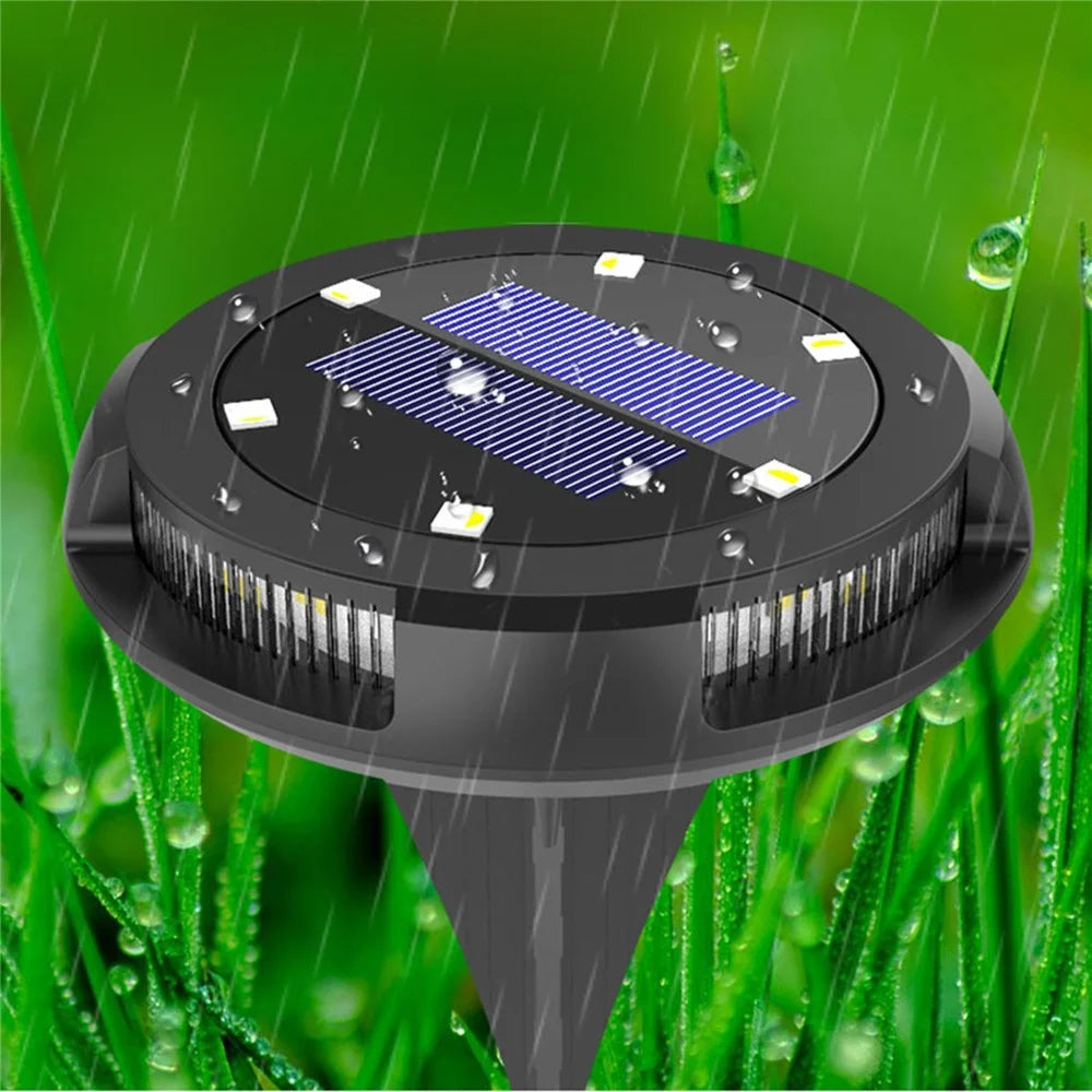 8Pcs SL6001 Outdoor Waterproof Solar Powered LED Ground Light Garden Lawn Pathway Underground Lamp - Warm Light+Colorful Light - 6