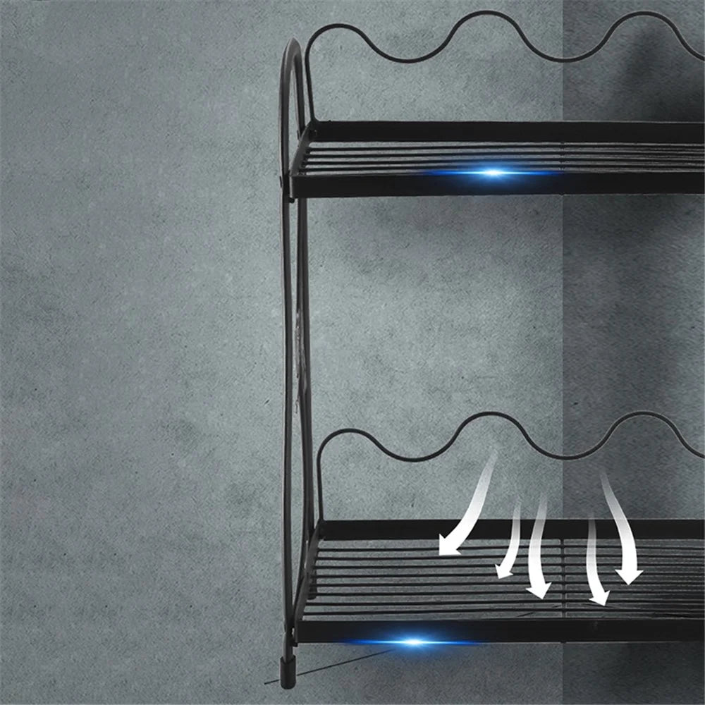 001- ZJ-SS2 Butterfly Design Bathroom Storage Rack Double Layer Metal Shelf - 6