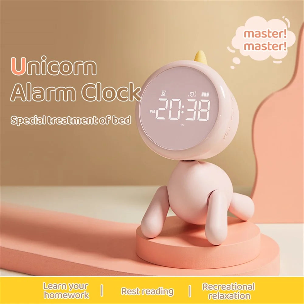 XR-MM-C2305 Cartoon LED Digital Display Desk Clock Student Bedside Night Light Electronic Alarm Clock - Pink - 2