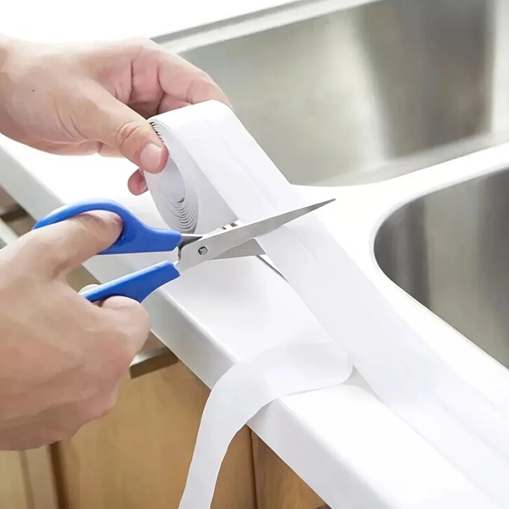 3.8CMx1.5M Self Adhesive PVC Caulk Tapes Waterproof Toilet Caulk Strips Sealing Tapes - 3