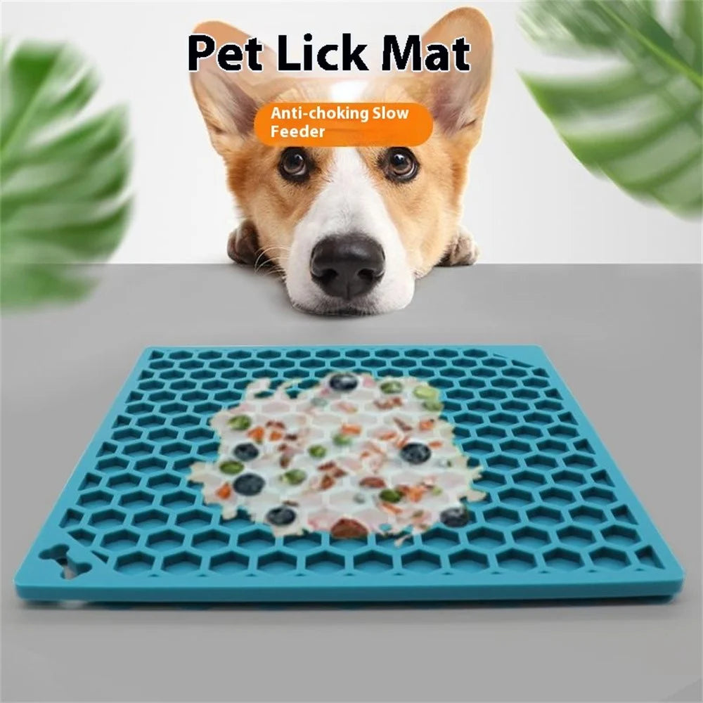 Pet Lick Mat Honeycomb Pattern Slow Feeder Anti-Choke Suction Cup Licking Pad for Dogs / Cats - Purple - 6