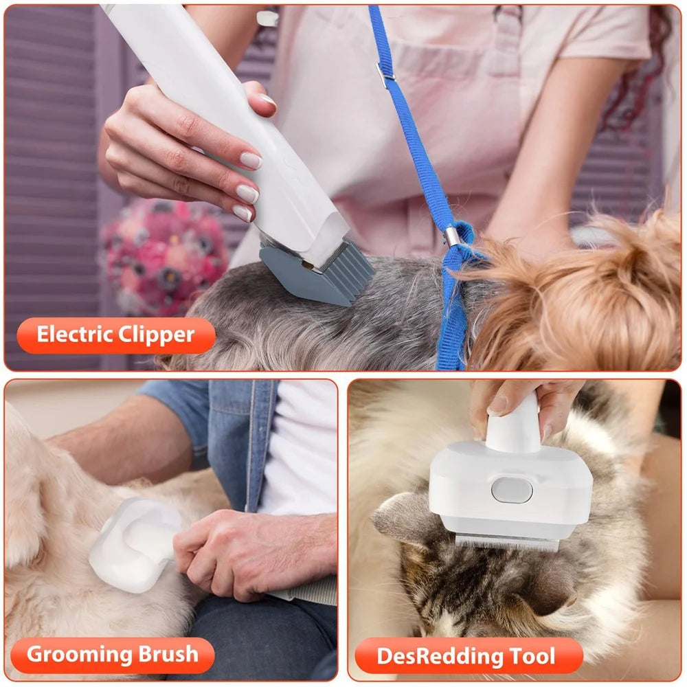 2 in 1 Pet Hair Trimmer Low Noise Adjustable Speed Grooming Vacuum Kit for Dogs Cats Gift - US Plug - 5