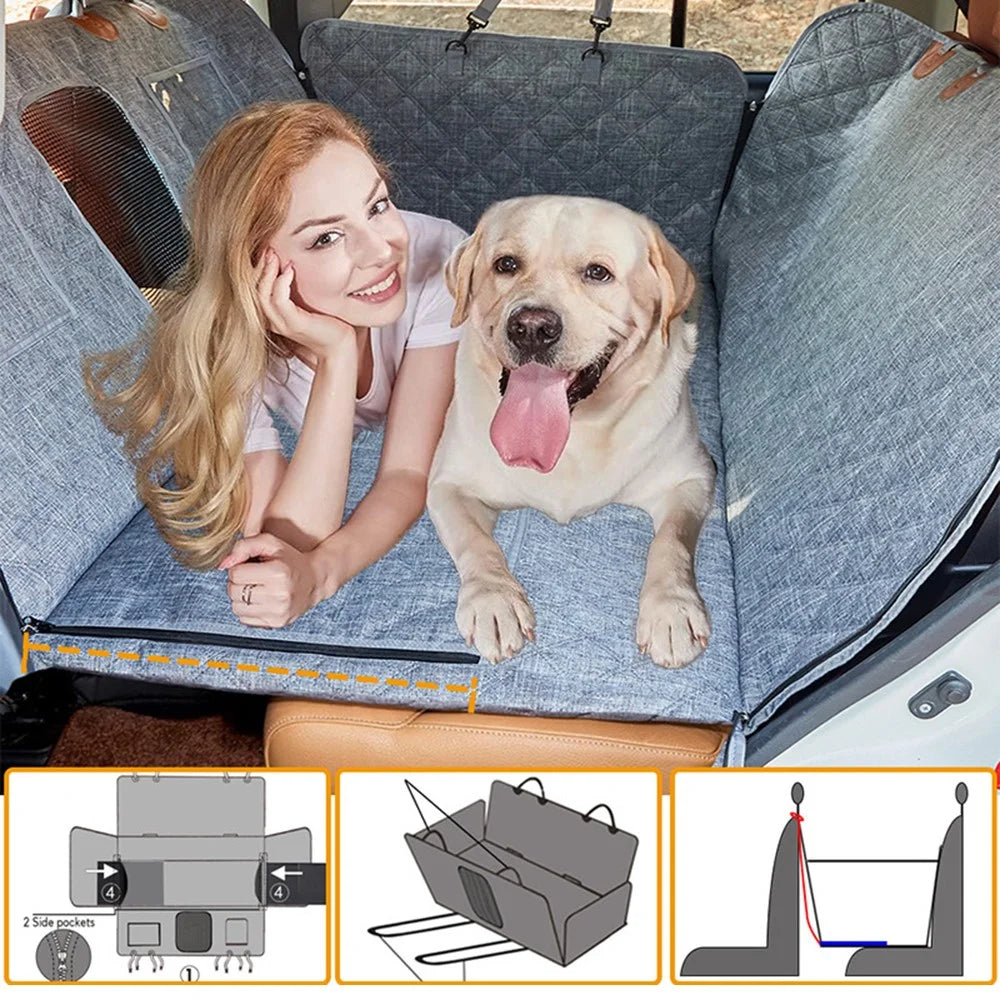 CZD-U-07 Car Rear Seat Pet Mat Widened Support Board Vehicle Dog Cushion - Black 600D Oxford Cloth - 3
