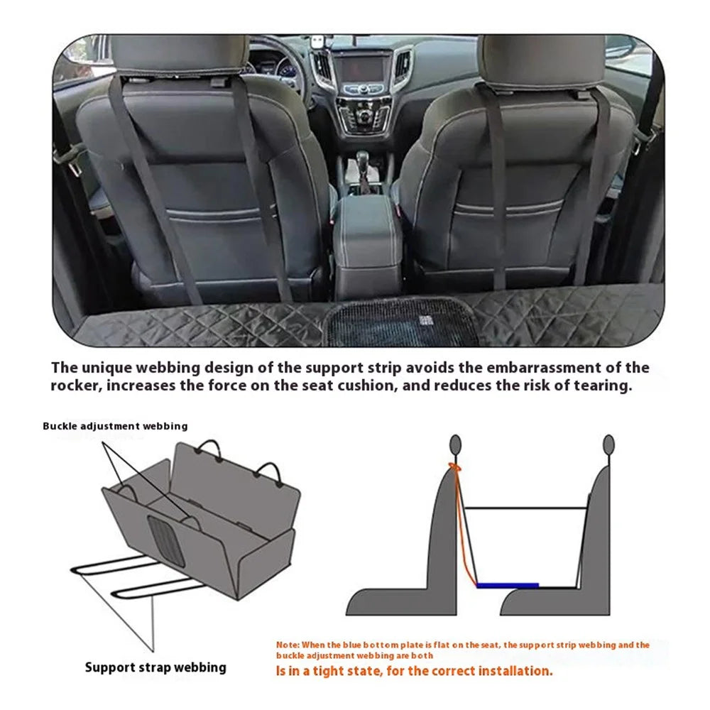 CZD-U-07 Car Rear Seat Pet Mat Widened Support Board Vehicle Dog Cushion - Black 600D Oxford Cloth - 6