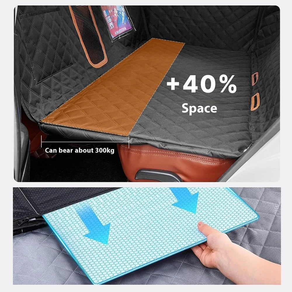 QCD-002 Car Back Seat Dog Pet Mat Support Board Waterproof Scratch Resistant Seat Cover - Grey - 4